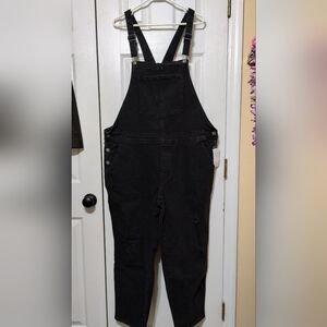 Old Navy Black Wash Denim Jean Overalls | Pre-distressed | Size 20